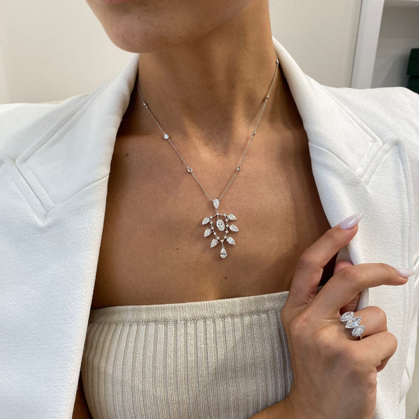 Diamond Pendant Necklace 5 Carat White Gold 14K