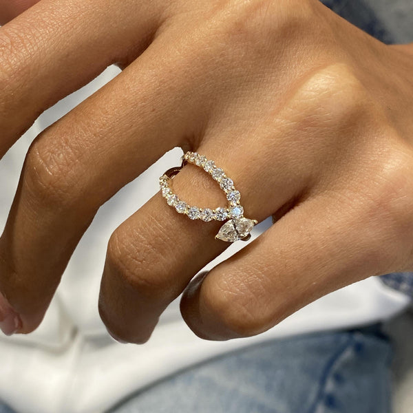 Diamond Statement Ring 0.99 Carat Yellow Gold 14K