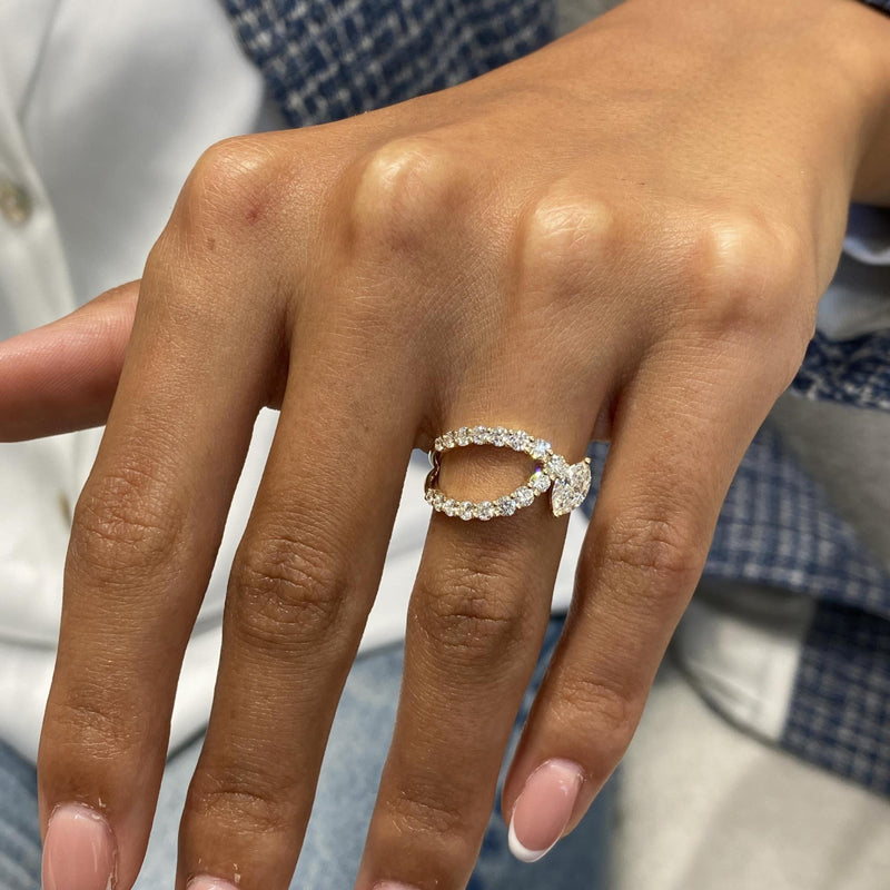 Diamond Statement Ring 0.99 Carat Yellow Gold 14K