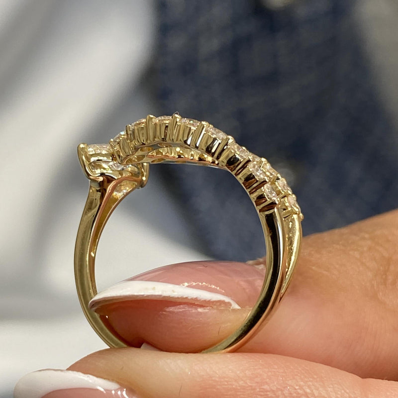 Diamond Statement Ring 0.99 Carat Yellow Gold 14K