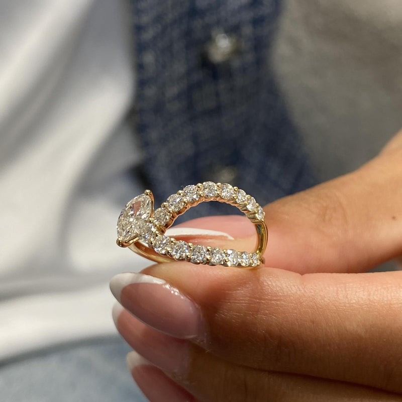 Diamond Statement Ring 0.99 Carat Yellow Gold 14K