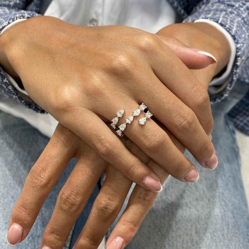 Diamond Wrap Ring 3.42 Carat White Gold 14K
