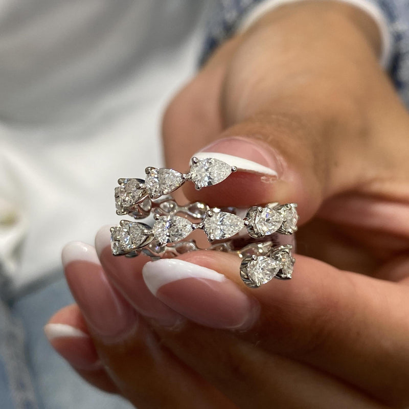 Diamond Wrap Ring 3.42 Carat White Gold 14K