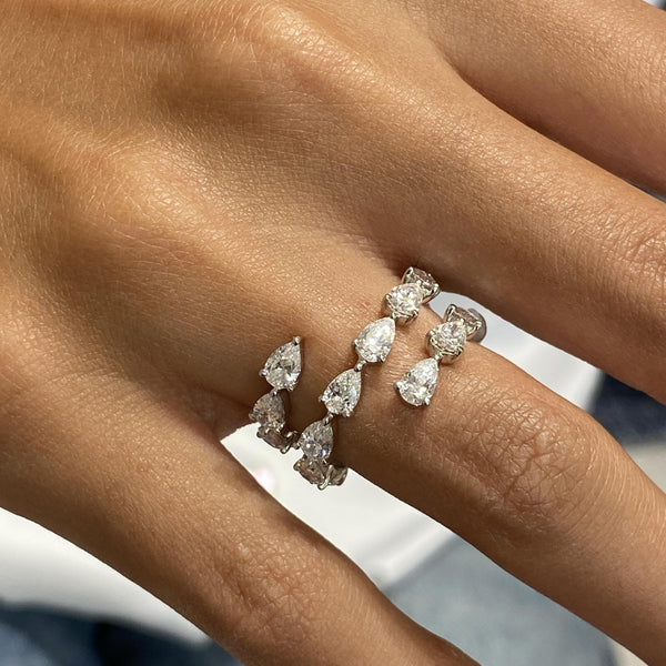 Diamond Wrap Ring 3.42 Carat White Gold 14K