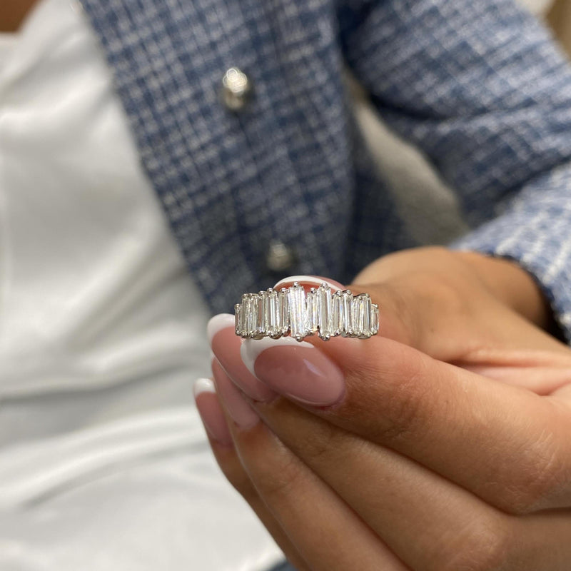 Diamond Band Ring 0.90 Carat White Gold 14K