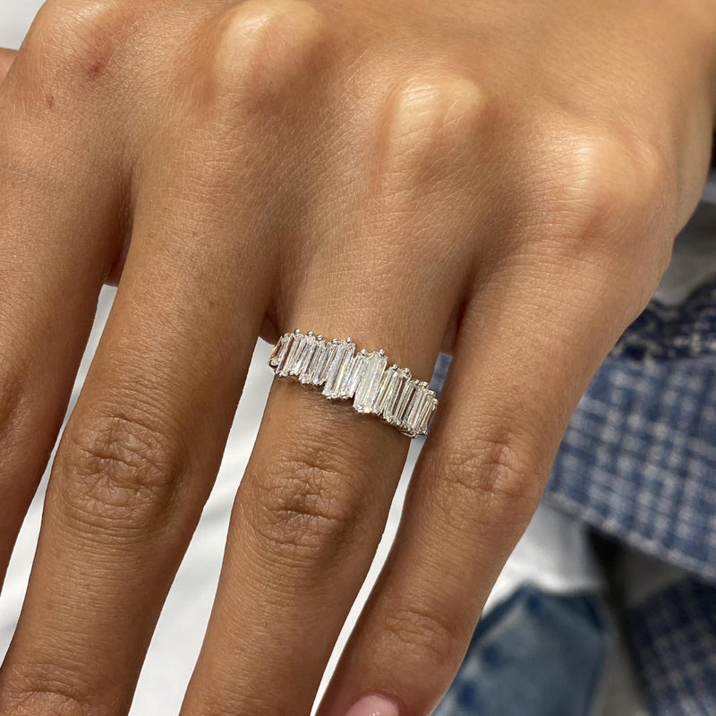 Diamond Band Ring 0.90 Carat White Gold 14K