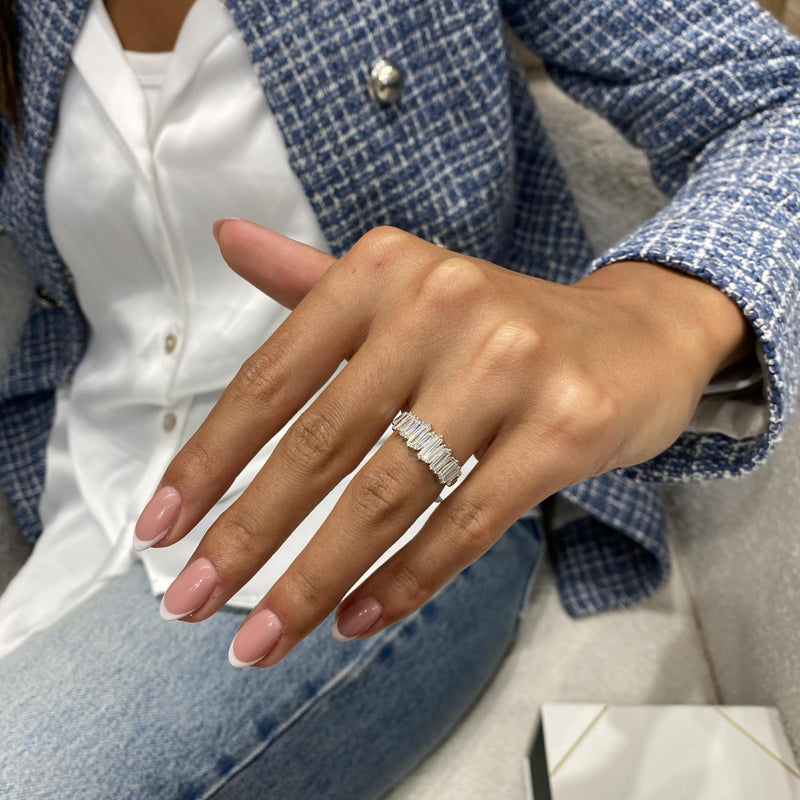 Diamond Band Ring 0.90 Carat White Gold 14K