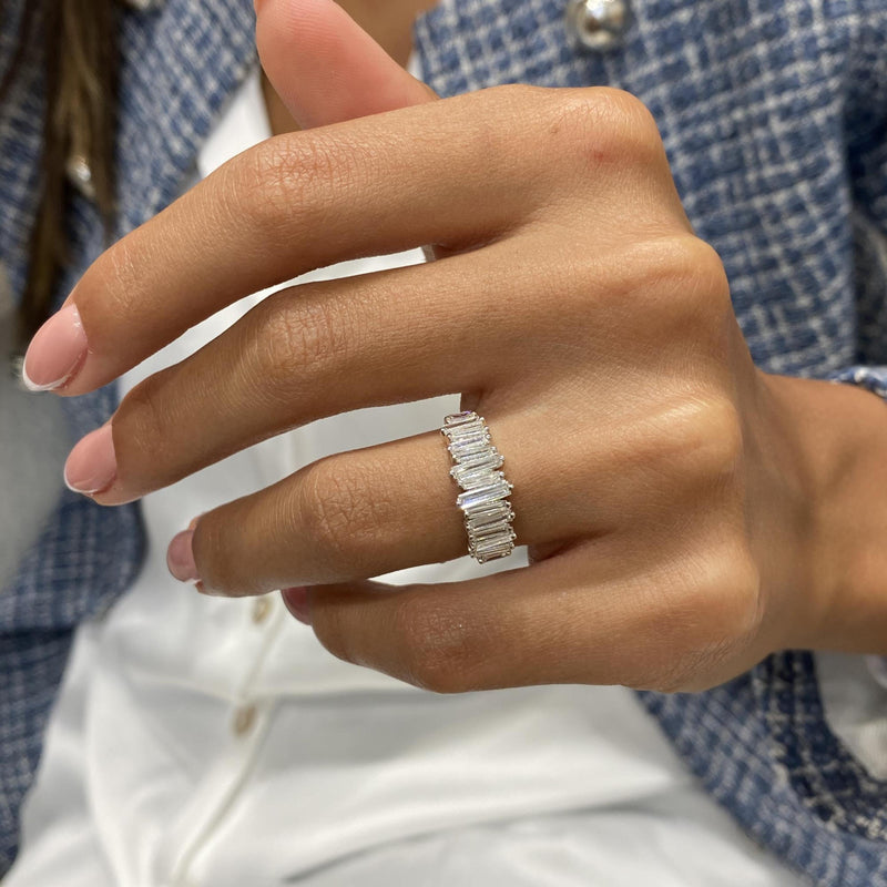 Diamond Band Ring 0.90 Carat White Gold 14K