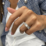 Diamond Band Ring 0.90 Carat White Gold 14K