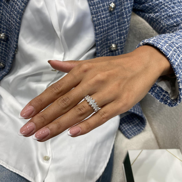 Diamond Band Ring 1.44 Carat White Gold 14K