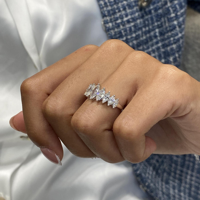 Diamond Band Ring 1.44 Carat White Gold 14K