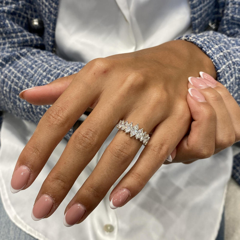 Diamond Band Ring 1.44 Carat White Gold 14K