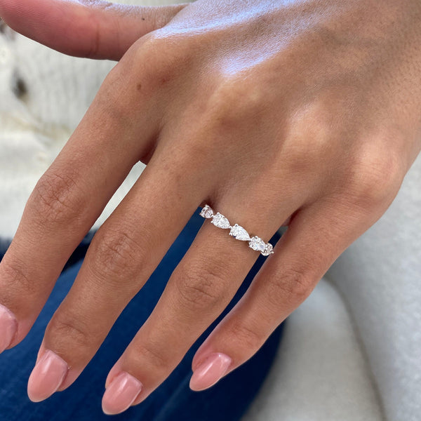 Diamond 5 Stone Ring 0.86 Carat White Gold 14K