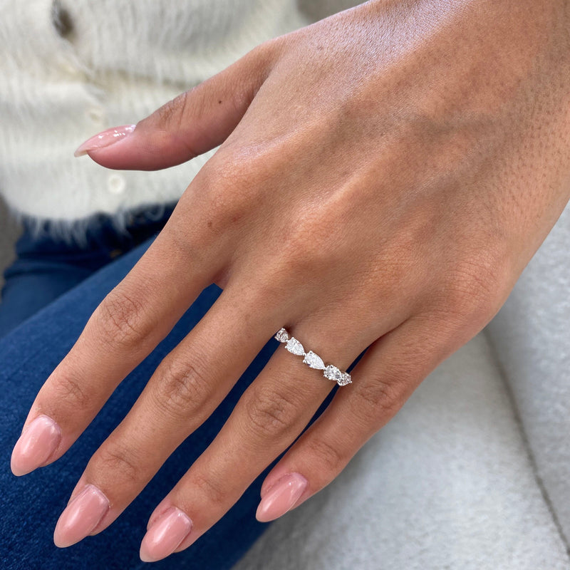 Diamond 5 Stone Ring 0.86 Carat White Gold 14K