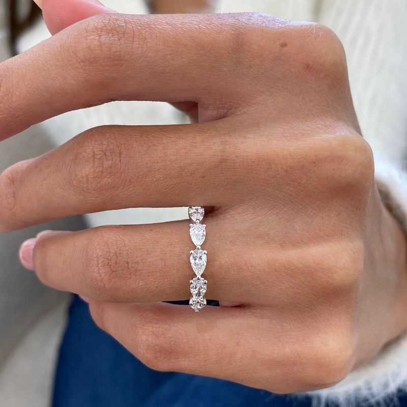 Diamond 5 Stone Ring 0.86 Carat White Gold 14K