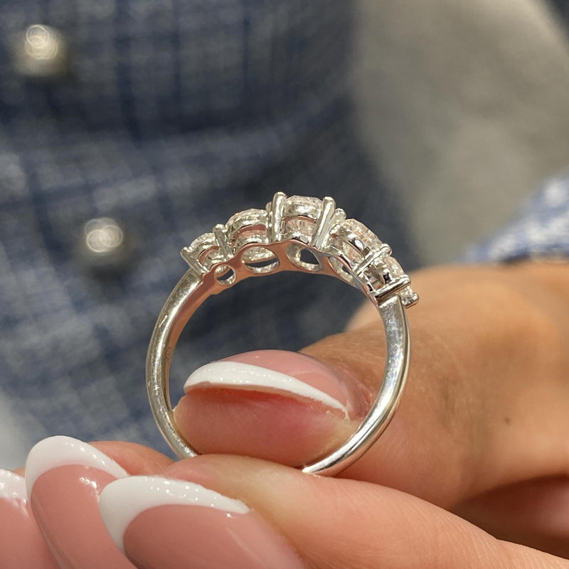 Diamond 5 Stone Ring 1.97 Carat White Gold 14K