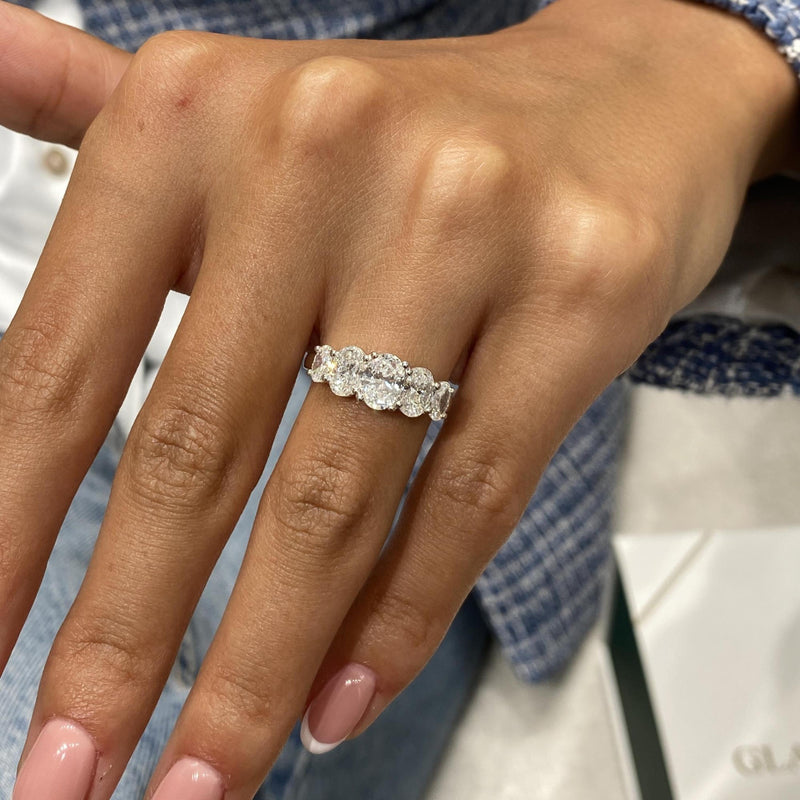Diamond 5 Stone Ring 1.97 Carat White Gold 14K
