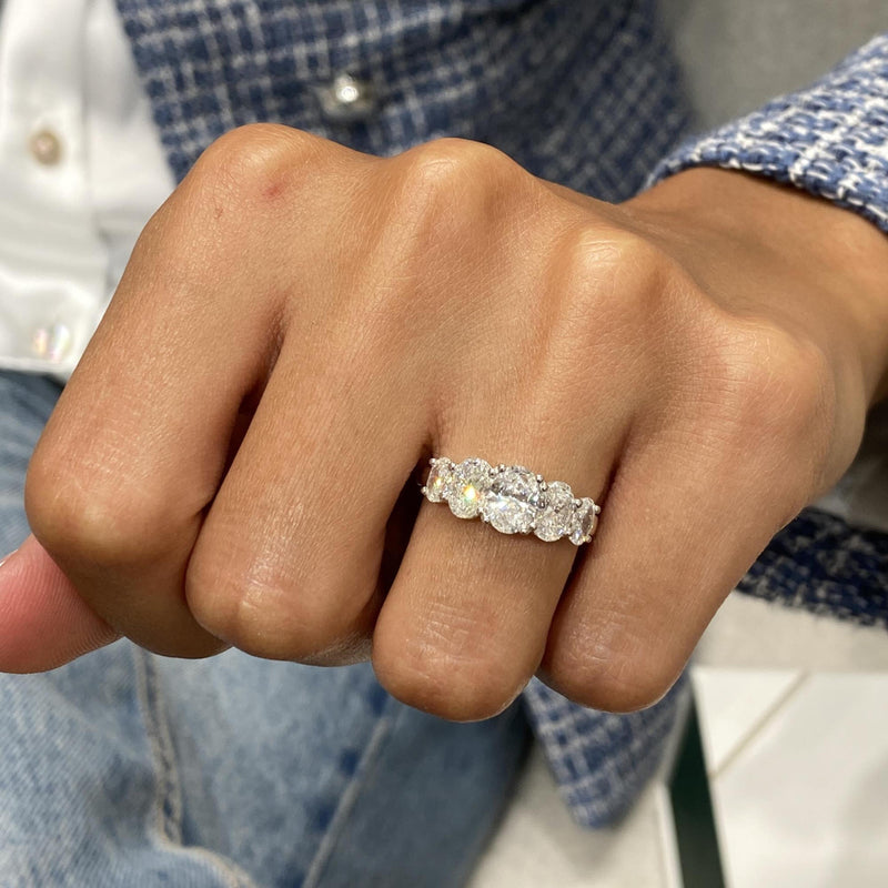 Diamond 5 Stone Ring 1.97 Carat White Gold 14K