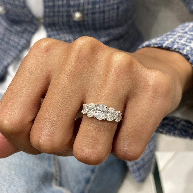 Diamond 5 Stone Ring 1.97 Carat White Gold 14K