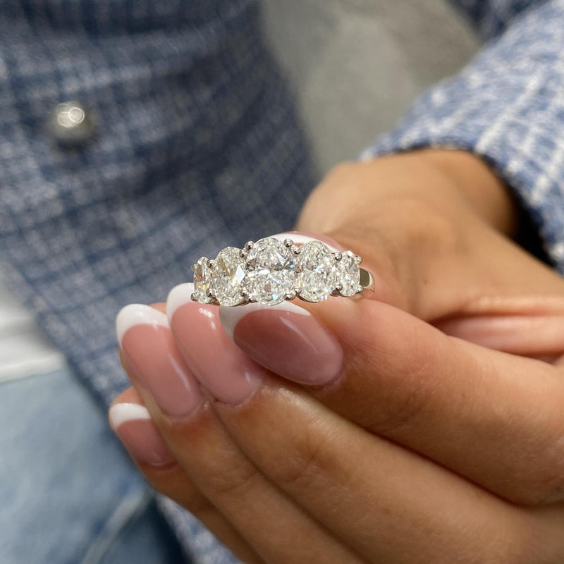 Diamond 5 Stone Ring 1.97 Carat White Gold 14K