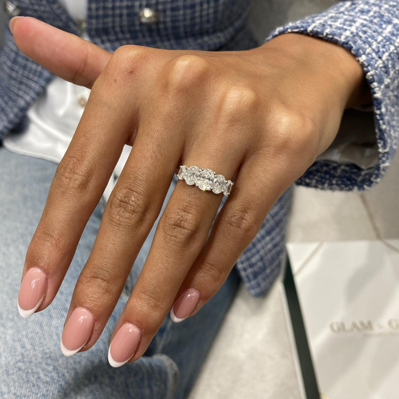 Diamond 5 Stone Ring 1.97 Carat White Gold 14K