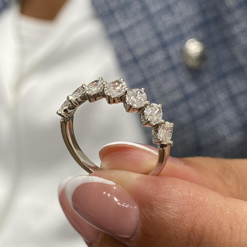 Diamond Half Eternity Ring 1.34 Carat White Gold 14K
