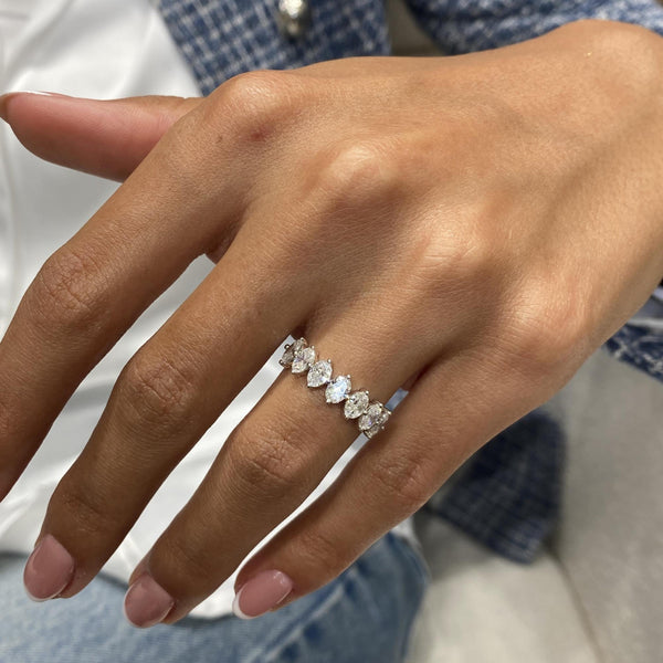 Diamond Half Eternity Ring 1.34 Carat White Gold 14K