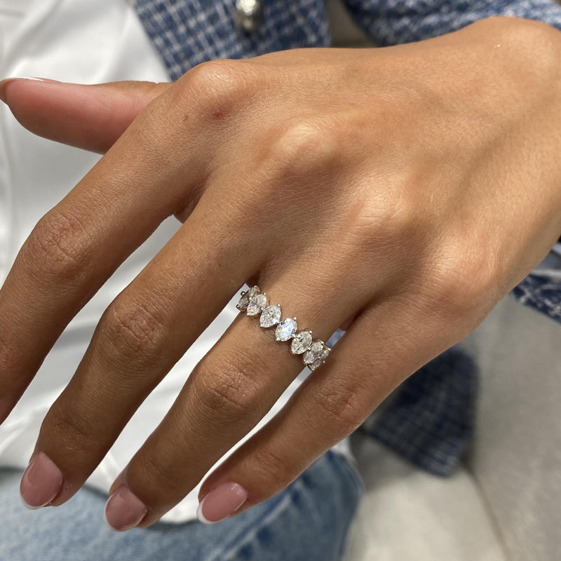 Diamond Half Eternity Ring 1.34 Carat White Gold 14K