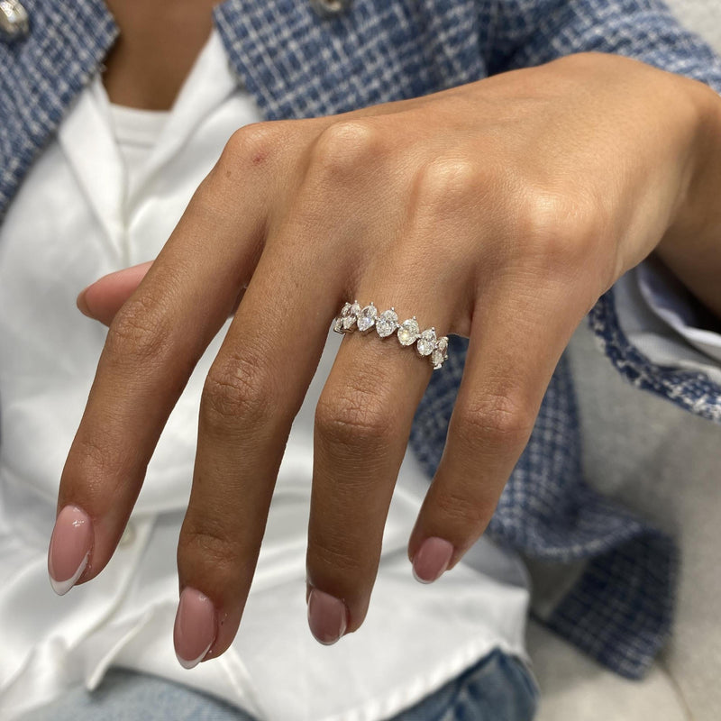 Diamond Half Eternity Ring 1.34 Carat White Gold 14K