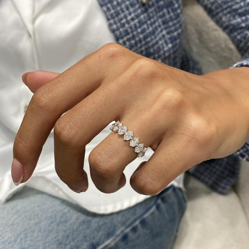 Diamond Half Eternity Ring 1.34 Carat White Gold 14K