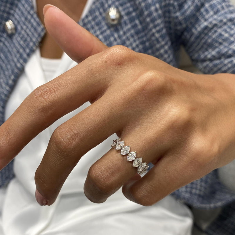 Diamond Half Eternity Ring 1.34 Carat White Gold 14K