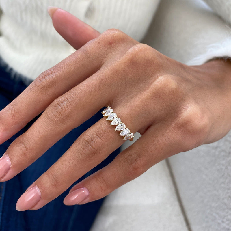 Diamond Half Eternity Ring 1.19 Carat Yellow Gold 14K