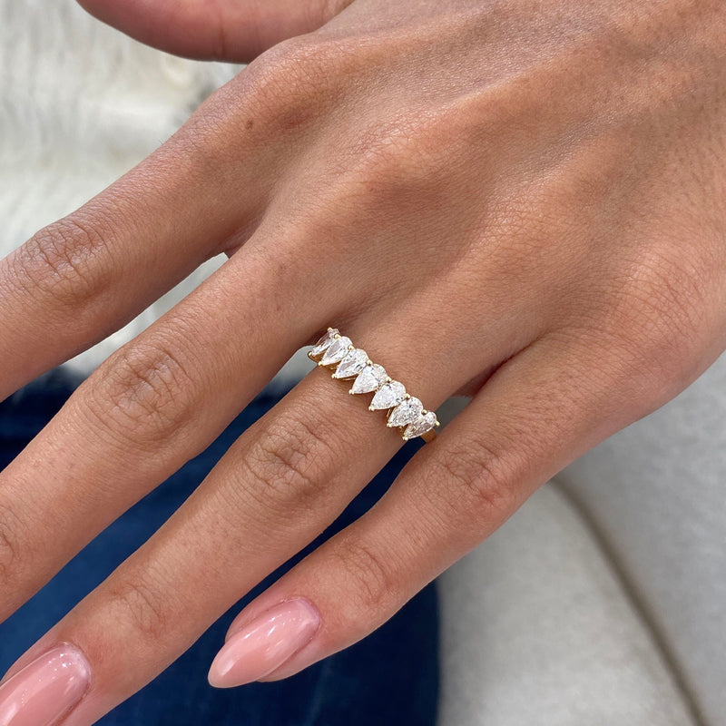 Diamond Half Eternity Ring 1.19 Carat Yellow Gold 14K