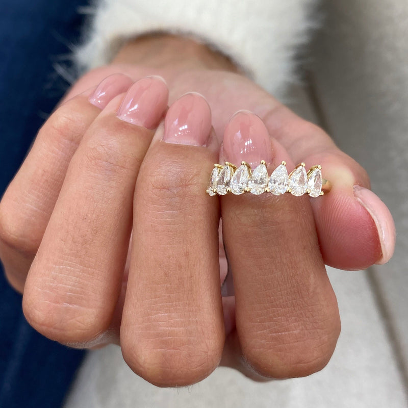 Diamond Half Eternity Ring 1.19 Carat Yellow Gold 14K