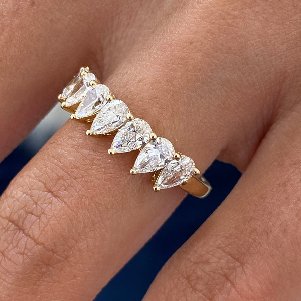 Diamond Half Eternity Ring 1.19 Carat Yellow Gold 14K