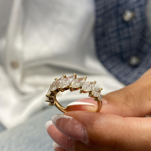 Diamond Half Eternity Ring 2.15 Carat Yellow Gold 14K