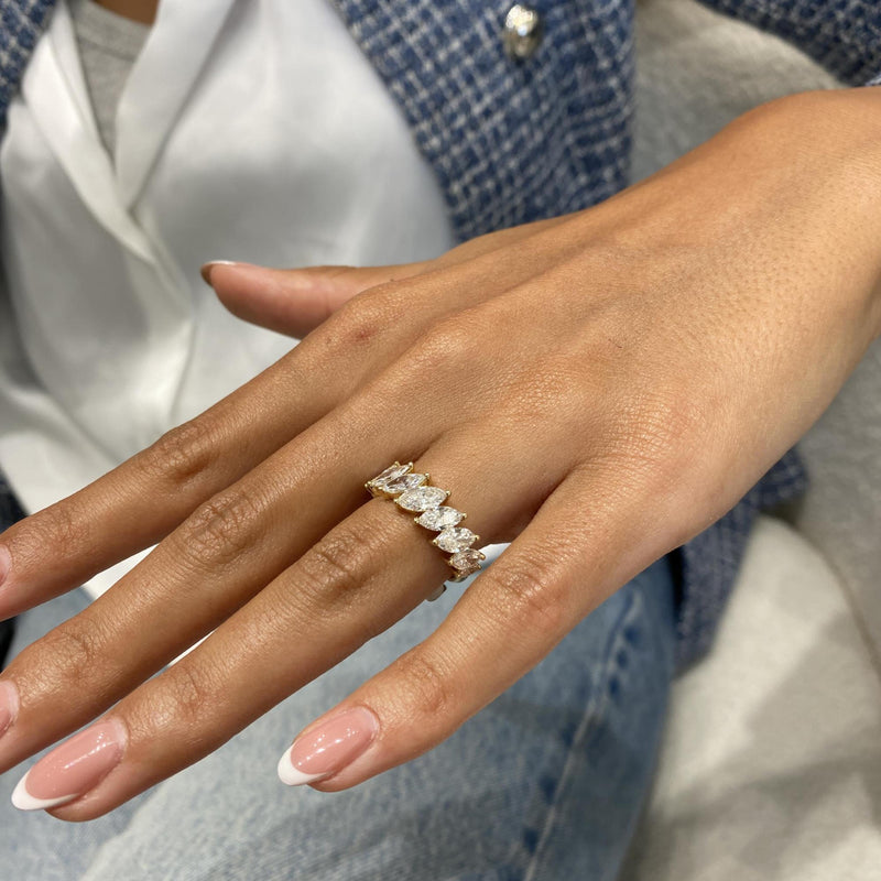 Diamond Half Eternity Ring 2.15 Carat Yellow Gold 14K