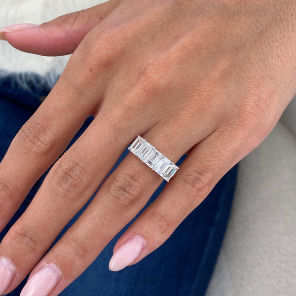Diamond 5 Stone Ring 3.24 Carat White Gold 14K