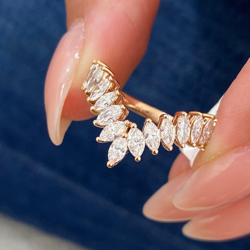 Diamond Chevron Ring 1.06 Carat Rose Gold 14K