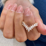 Diamond Chevron Ring 1.06 Carat Rose Gold 14K