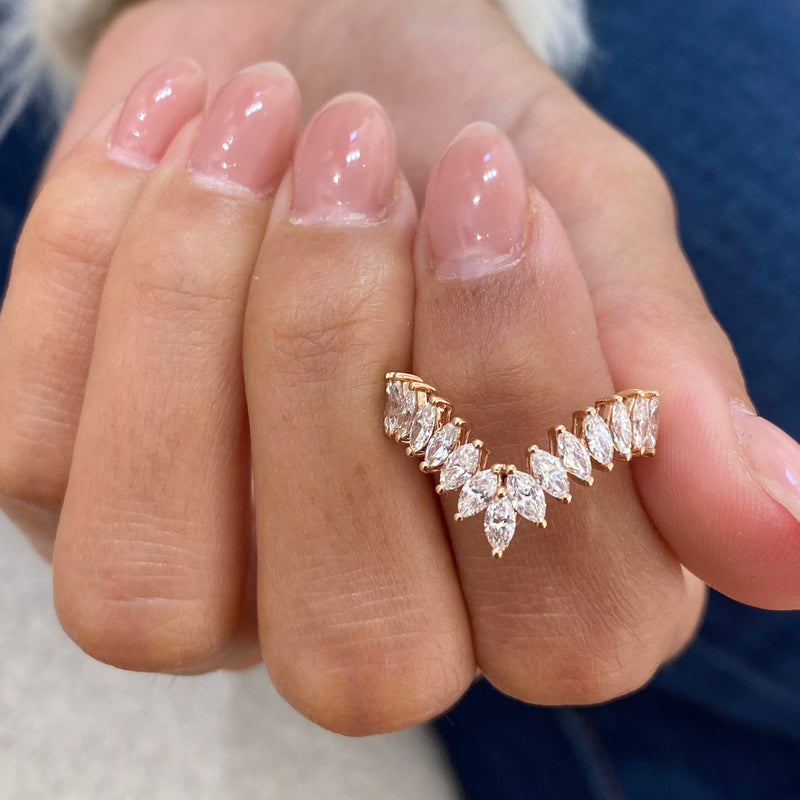 Diamond Chevron Ring 1.06 Carat Rose Gold 14K