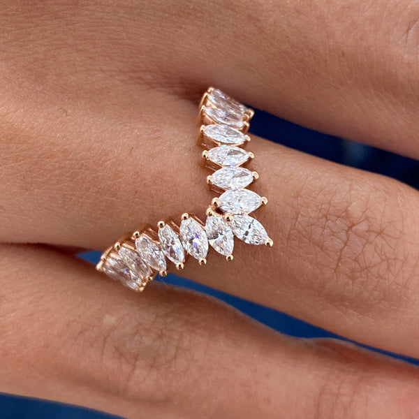 Diamond Chevron Ring 1.06 Carat Rose Gold 14K