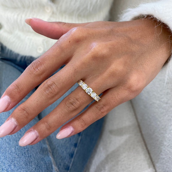 Diamond Half Eternity Ring 2.62 Carat Yellow Gold 14K