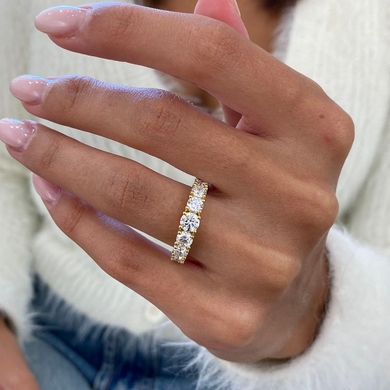 Diamond Half Eternity Ring 2.62 Carat Yellow Gold 14K