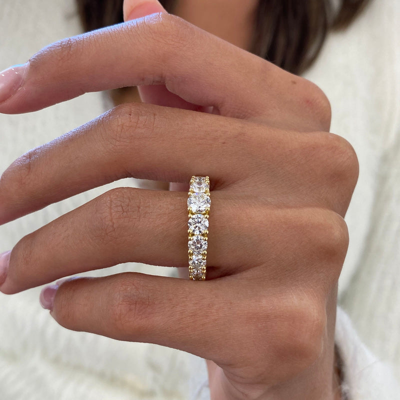 Diamond Half Eternity Ring 2.62 Carat Yellow Gold 14K