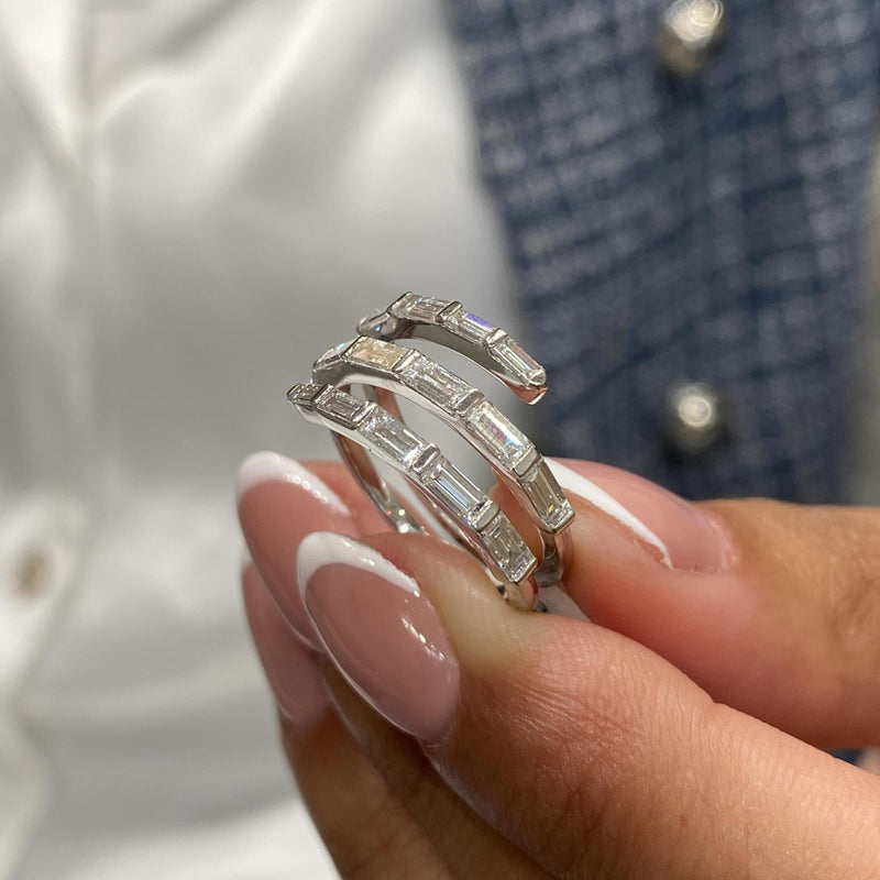 Diamond Wrap Ring 1.55 Carat White Gold 14K