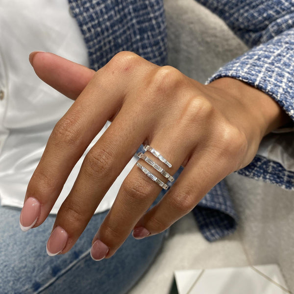 Diamond Wrap Ring 1.55 Carat White Gold 14K
