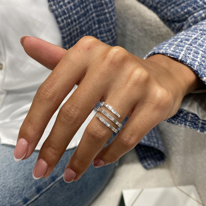 Diamond Wrap Ring 1.55 Carat White Gold 14K