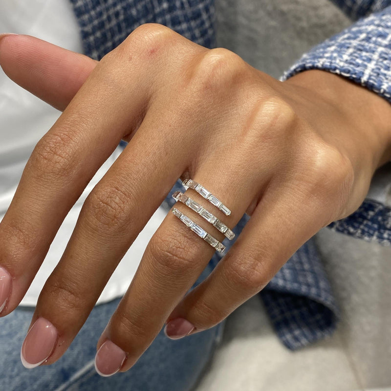 Diamond Wrap Ring 1.55 Carat White Gold 14K