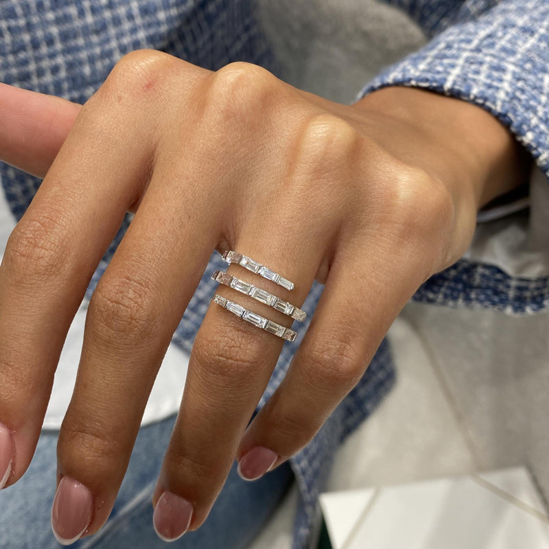 Diamond Wrap Ring 1.55 Carat White Gold 14K